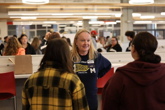 Crowd at a college open house.