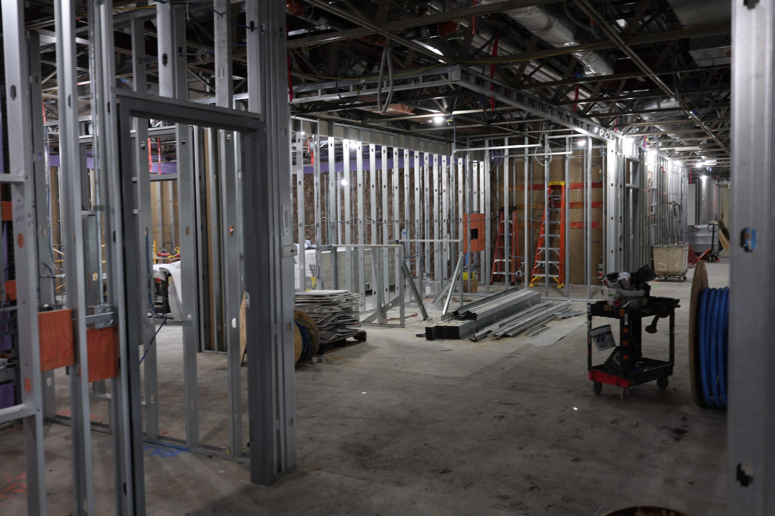 Ongoing framing work inside new Science Building