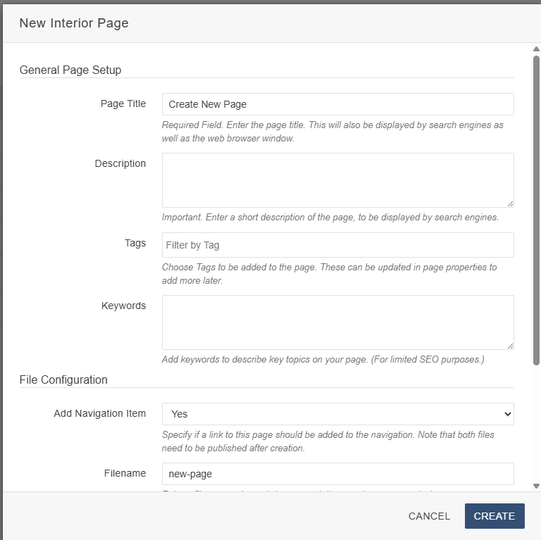 page setup