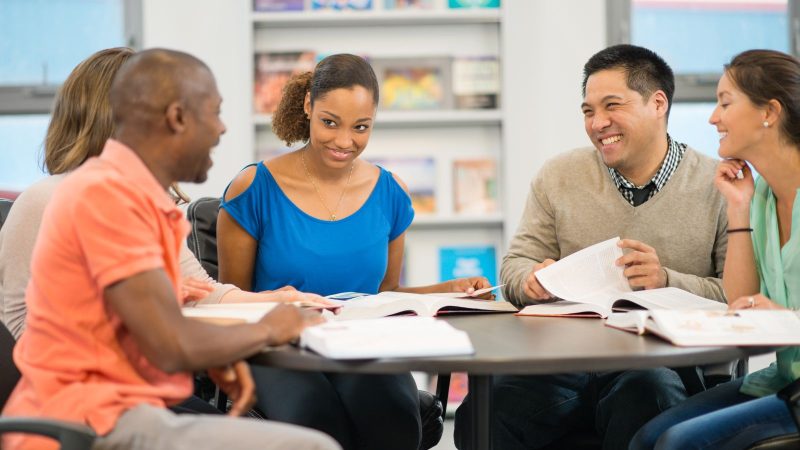 Group of students studying.