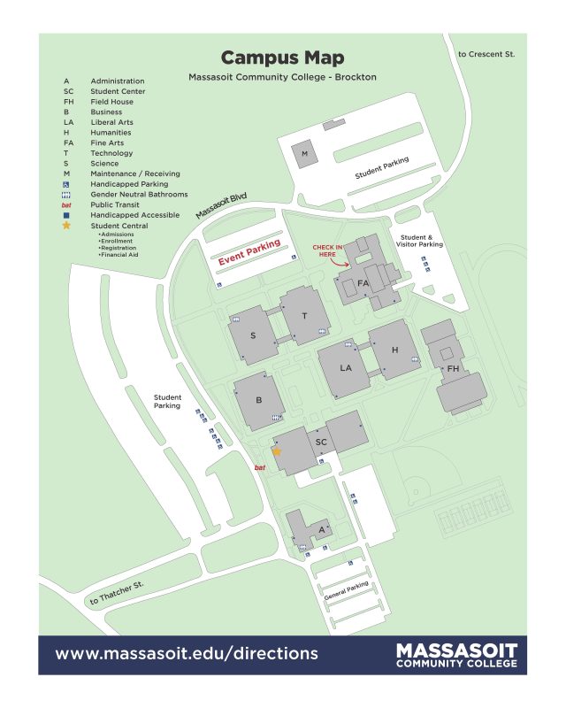 Map of Massasoit Brockton Campus
