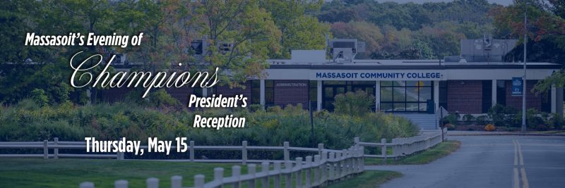 Evening of Champions logo over photo of Massasoit Administration Building.