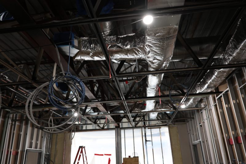HVAC ductwork exposed in the new Science Building