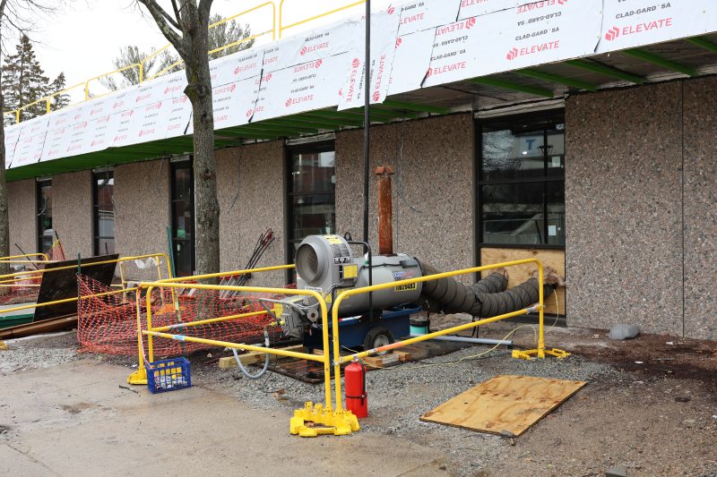 Temporary heater attached to the new Science Building